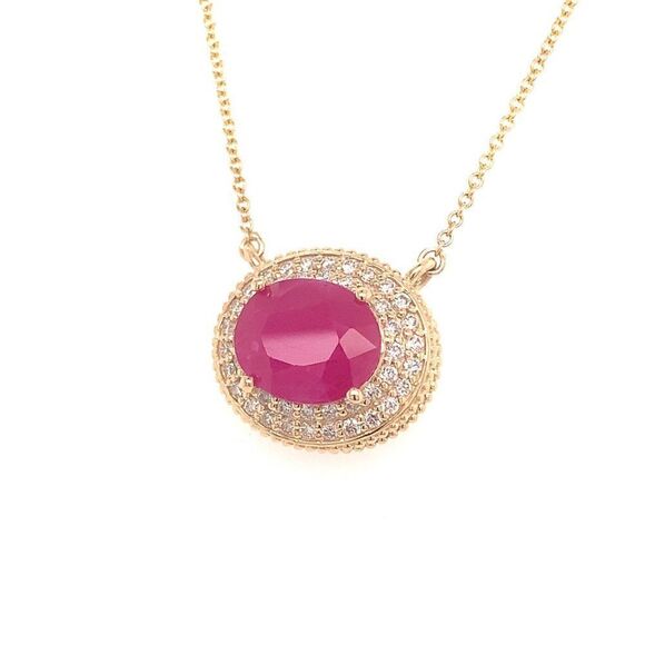 Ruby Diamond Necklace 14k Gold 18" 5.06 TCW Certified $5,975 121097 - Picture 11 of 12